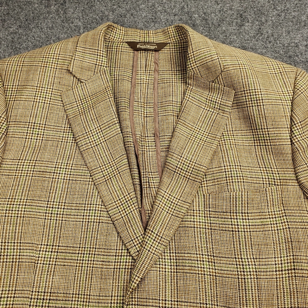 Paul Stuart Blazer Mens 43S Wool Silk Linen Houndstooth Plaid Scottish Tweed - Picture 4 of 14